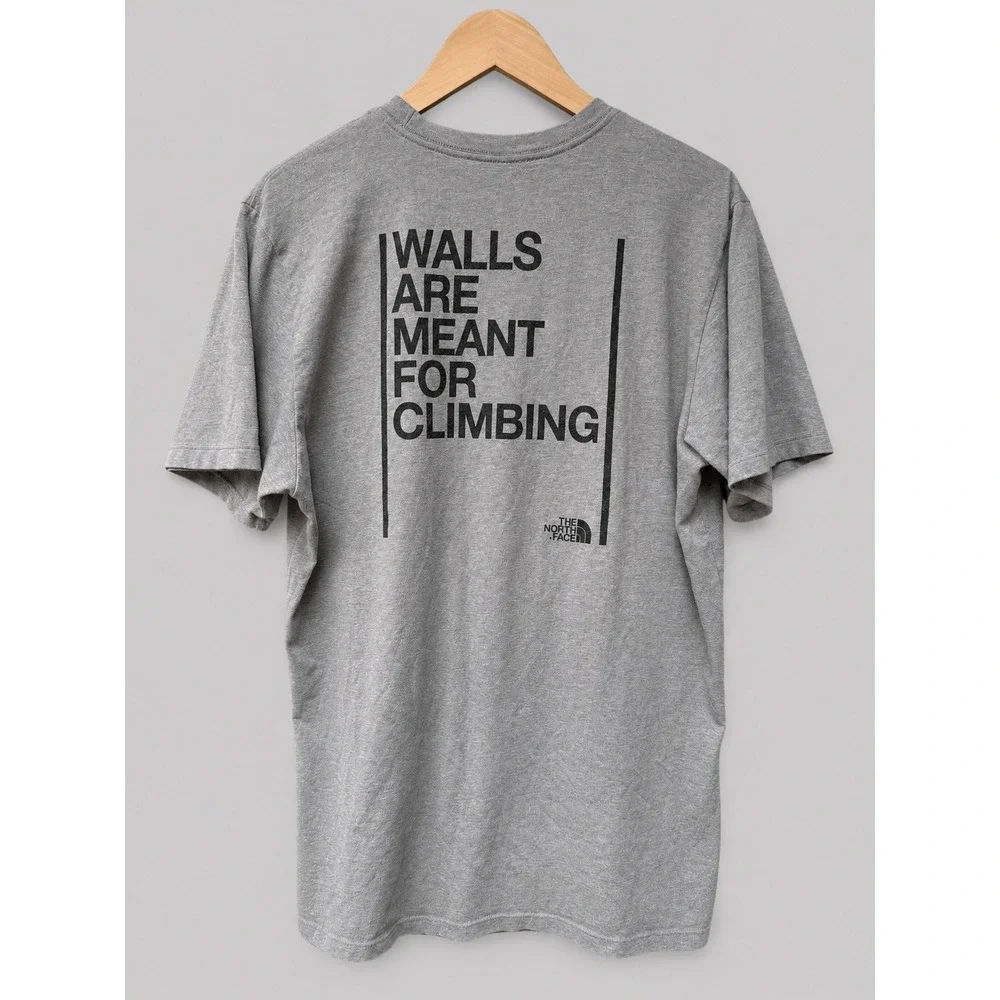 The North Face Mens Walls Are Meant For Climbing T-Shirt Grey Graphic Tee Large